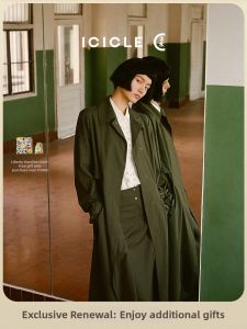 ICICLE | Fall Thin Wool & Silk Yarn Dyed Trench Coat