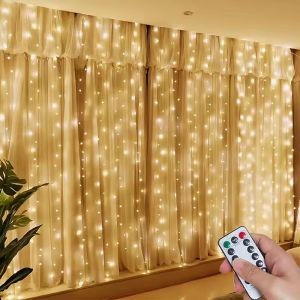 3/4/6m Curtain LED String Lights Garland USB Festoon Remote Control Fairy Garland Lights Christmas Decoration for Bedroom Home