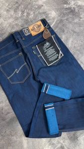 Jeans Man Premium 15oz Warna Denim Biru Sanforized Jacklabel Full Length dengan Selendang Acet