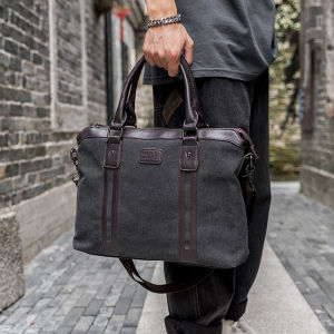 Men Business Bag Canvas Briefcase Laptop Shoulder Bag