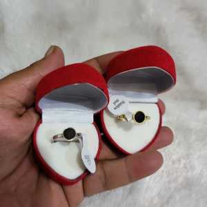 Aksesoris wanita Cincin Titanium import anti karat simple mata hitam Bulat Premium 316L