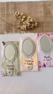 (100 PCS) Souvenir Pernikahan Kaca Bulat Putih Alas Shabby