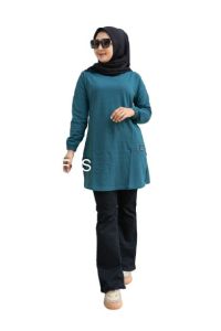 tunik polos bahan cotton combat 20 s by deefas di belah pinggir