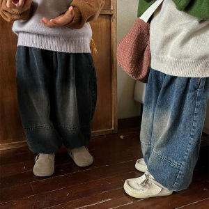Loose Casual Denim Pants for Kids Spring Autumn New Style Boys Girls Vintage Lantern Pants Baby Casual Long Trousers