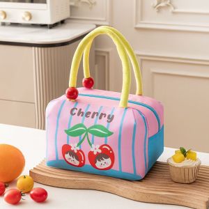 Large Capacity Cartoon Cute Aluminum Foil Lunch Bag Portable Handheld Work Lunch Box Bag Student Carry Meal Box Bag