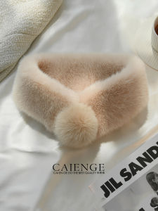 Korean Style Winter New Fashionable Faux Fur Collar Scarf Womens Warmth Neck Warmer Rabbit Fur Ball Fake Collar Scarf