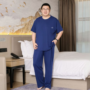 Nam Cỡ Lớn Modal Cotton Vải Bông Đồ Ngủ Mỏng Tay Ngắn Mỏng Quần Dài Bộ Quần Áo Gia Đình Thoáng Khí Áo Homegear Mùa Hè Thoải Mái