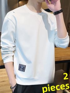 ROMON | Loose Fit Round Neck Printed Long Sleeve Mens Sweatshirt Casual Fashion Urban Style Antibacterial Polyester Fiber T-Shirt