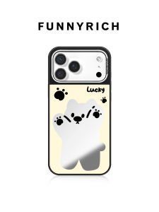 Funnyrich Dog Lucky Mirror Surface Electroplated Magnetic Absorption Protective Phone Case for   15 pro Max 15 pro 14 pro