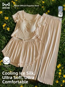 MiiOW | Cool Feel Modal Sleeveless with Pad Three-Piece Sleepwear Set
