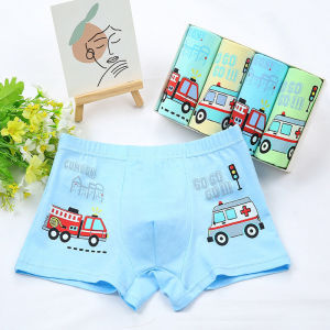 Childrens Cotton Underwear Fire Truck Ambulance Cartoon Boxer Shorts Breathable Moisture Wicking Comfortable Cotton Briefs