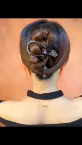 Jepit Rambut Sanggul Oval Bolong 11cm dengan Rumbai Mutiara Model Ekor Ikan HBA009