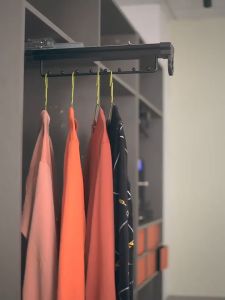 Pull Out Clothes Hanger Rail Extending Rack Wardrobe Storage Holder Organizer