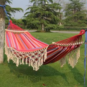 Ins Style Fringe Thick Canvas Double Anti-Tip Camping Hammock