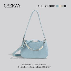 Ceekay Blue Trendy Underarm Bag Womens Shoulder Crossbody Bag Summer New Style Fashionable Handbag Soft Synthetic Leather