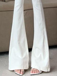 Creamy-white Weila Denim Womens Summer Wear 2024 New Arrival Silm Slimming Hip Raise Bell-Bottom Pants Draped Mop Trousers