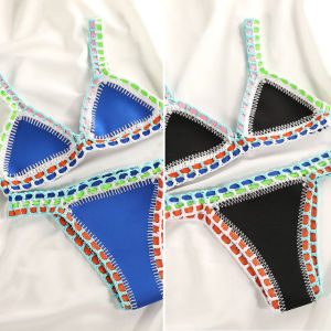 Bikini Dệt Kim Dây Buộc Thường Ngày Dành Cho Nữ Quần Short Tay Ngắn Cổ Chữ V Mùa Hè 2022 Dây Thừng Dây Buộc Dây Đeo Quần Áo Thể Thao