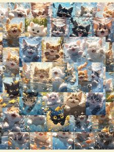 50-Piece Set Cute Swimming Cat Stickers Cartoon Decorations Waterproof for Phone Case Luggage Skateboard Fun Business Supplies