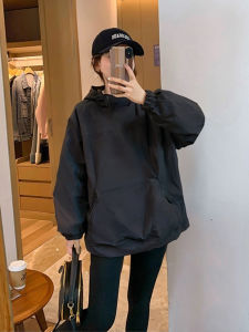 Design New Spring/Autumn Womens Black Long Hooded Jacket With Slanted Zipper