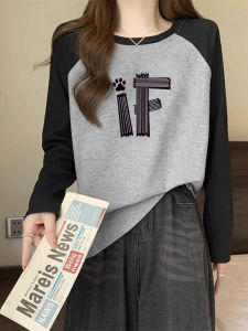 Áo Thun Dài Tay Rộng Rãi Phong Cách Mỹ Cho Nữ Mùa Thu Đầu Tiên Áo Lót Bên Trong Áo Khoác Ngoài Áo Thun Giảm Tuổi Tác Thời Trang INS