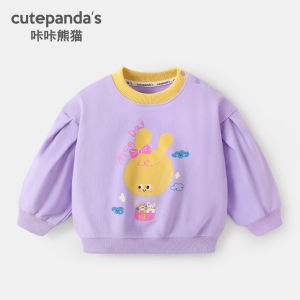 Kaka Panda Childrens round Neck Sweatshirt Autumn Spring Style Baby Clothes Boys Girls Casual Cotton Polyester Blend