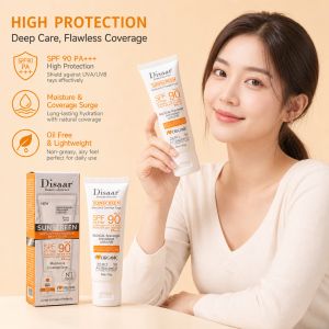 LANBENA | SPF90 PA+++ Sunscreen Foundation 40g Oil-Free UVA/UVB Protection Moisturizing Anti-Oxidant Sun Cream for Face & Body