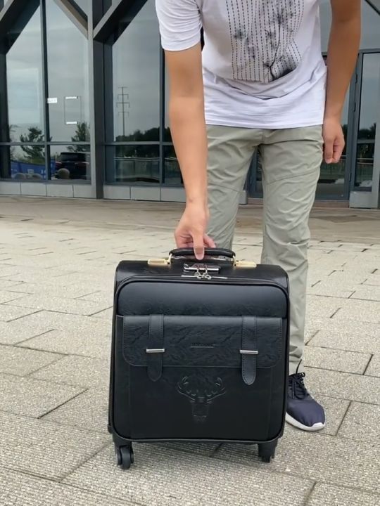 Vali du lịch Size 18 inch - Vali kéo thời trang chất liệu da cao cấp có khóa bảo mật và ngăn chống sốc máy tính