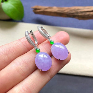 Natural Large Egg Face Purple Amethyst Earrings with Full Stars Decorated in Ancient Purple