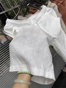 Cotton Linen Mens Shorts Loose Fit Straight Leg Five-Quarter Pants Breathable Casual Workwear Horse Riding Trousers