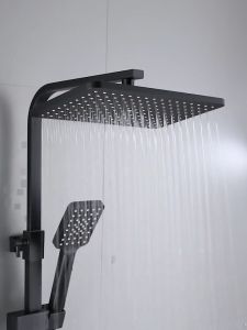 QUITE Thermostatic Shower Bathroom LED Digital Display Shower Set Wall Mounted Intelligent Thermostatic Bath Mixer Square Overhead Spray SPA Rain Shower
