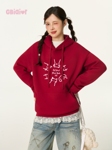 Gbiaior | Cute Leisure Hoodie Cat Print Loose Fit Simplified Matching
