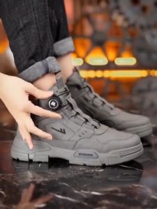 ISARO Xoay dây giày lại Phiên Bản Hàn Quốc Giày Nam Phong Cách Mới Thoáng Khí Bảo Hộ Lao Động Giày Trắng Nam Đế Dày Giày