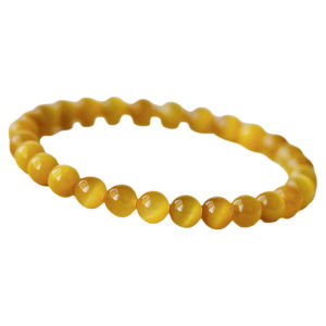 Collection Grade Natural Opal Bring In Wealth and Treasure Bracelet Yellow Tiger Stone Cat Eye Single Circle Ornament Gift Bracelet Men and Women