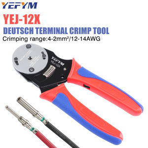 Deutsch Crimp ToolYEJ-12X/16X/20X Closed Barrel Crimper: 4-Way Indent Connector Crimping Tool for Deutsch Solid Contacts Pliers