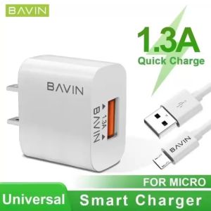 BAVIN Universal Fast Charger 1.3A with Dual Micro/Type-C Output for iOS and Android