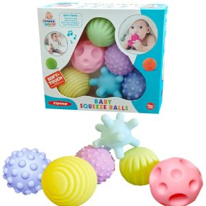 W21 6Pcs Textured Multi Ball Set Develop Tactile Senses Toy Baby Touch Hand Ball Toys Training Ball Massage Soft Balls Kids Gifts