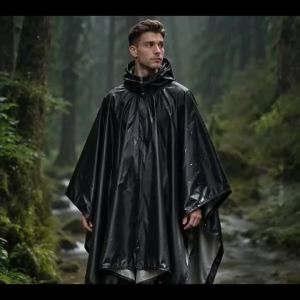 Hooded Rain Poncho for Adults Waterproof Lightweight Rain Coat for Men Women Reusable Rain Jacket for Emergency Outdoor