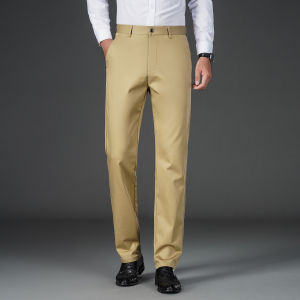 WEIJINSHI | Quần Tây Màu Khaki Dáng Rộng Thiết Kế Thoáng Mát