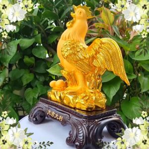 Tượng Gà Trống Con Giáp Phú Quý Bằng Vàng Cát Mỹ Nghệ Cao 28cm