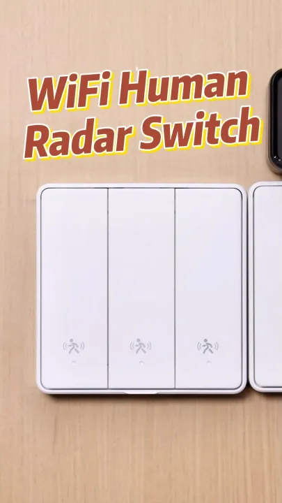 SMATRUL Tuya WIfi Smart Switch Radar Induction Motion Sensor EU Wall Light Push Button Switch No Neutral &Neutral Switch 110-250v With Timing App Voice Control