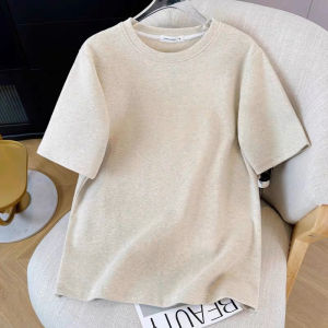 White Slim Fit round Neck Short Sleeve T-Shirt Womens Basic Style Summer Fashionable Top Quality Cotton Commute Style Pure Color