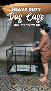 Greenpets Heavy Duty Dog Cage Large Square Tube Pet Crate Kennel with 4 Wheels Indoor Outdoor Dog House for Large Breed Dogs With Tray