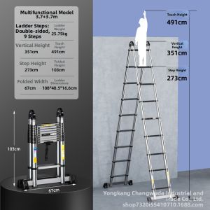 MLZH | Thickened Stainless Steel Foldable Telescopic Ladder