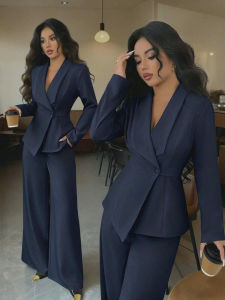 Temperament Elegant Fashion Slim 2 Piece Set Women‘s Bodycon Blazer Coat Straight Trousers Pants Sets Commuting Women Clothing