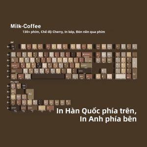 Keycaps Cấu Hình Anh Đào PBT Theo Chủ Đề Cà Phê In Đôi 131 Phím Cho Bàn Phím Cơ - Khả Năng Tương Thích Đa Bố Trí F60