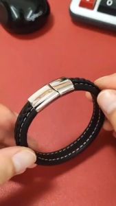 FEDD - Illusion Link Gelang Pria Leather Stainless Steel Bracelet Fashion Hype Anti Karat