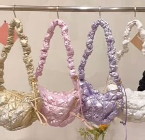 BBG-PTL กระเป๋าก้อนเมฆ กระเป๋าผู้หญิง สะพายไหล่ ถือ วัสดุผ้า กระเป๋าโฮโบ แฟชั่น สีพื้น