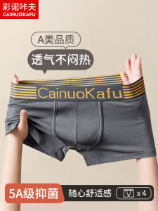 Antibacterial Sporty Boxer Shorts for Men Youth Large Size Breathable Seamless Comfortable Polyester Underwear 4-Pack