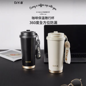 New 2025 Insulated Ceramic Coffee Cup Portable Double Straw Water Bottle Classic Design Stainless Steel Inner Lid for Men And Women