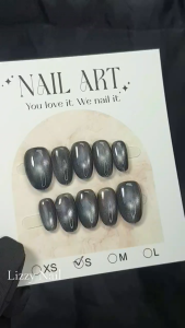 Lizzy Nail 104 | Nailbox Móng Úp Mắt Mèo Đen | Set 10 Móng Giả Press On Nails Dự Tiệc Đám Cưới Kỷ Yếu